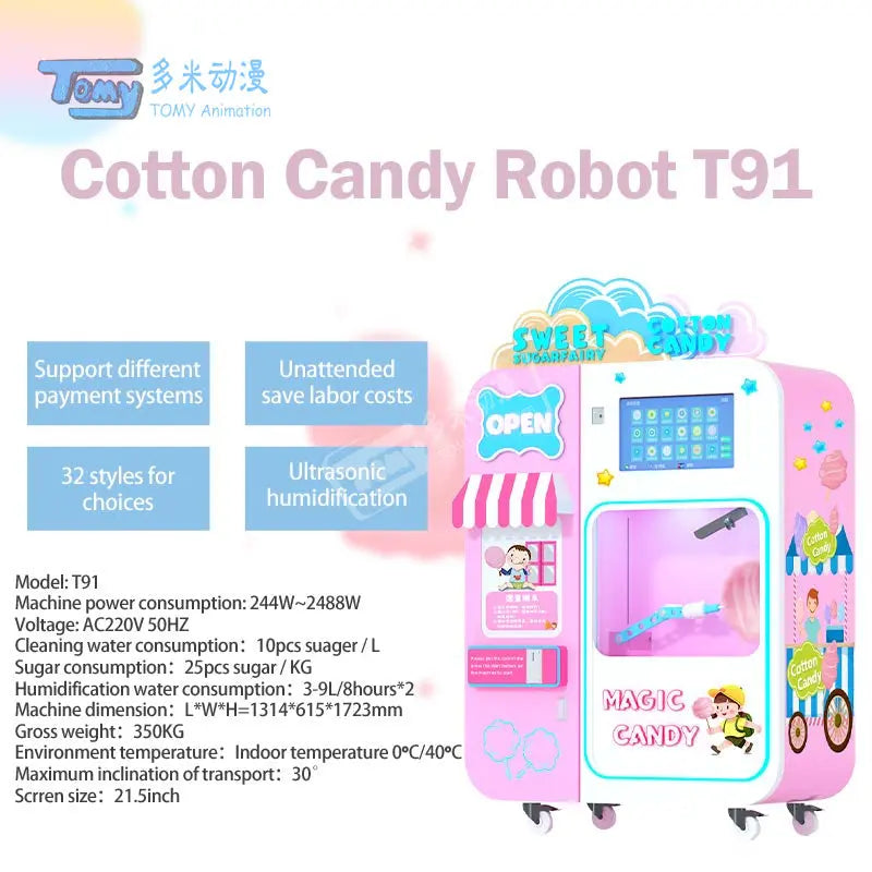 Cotton Candy Vending machine Robot fully automatic for commercial snacks Gift