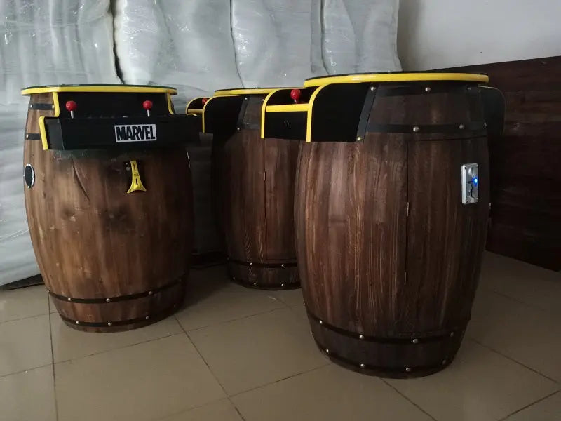 Beer-barrel-cocktail-arcade-game-machine-table-60-in-1-games-Tomy Arcade