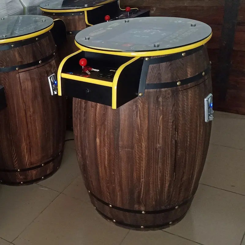Beer-barrel-cocktail-arcade-game-machine-table-60-in-1-games-Tomy Arcade