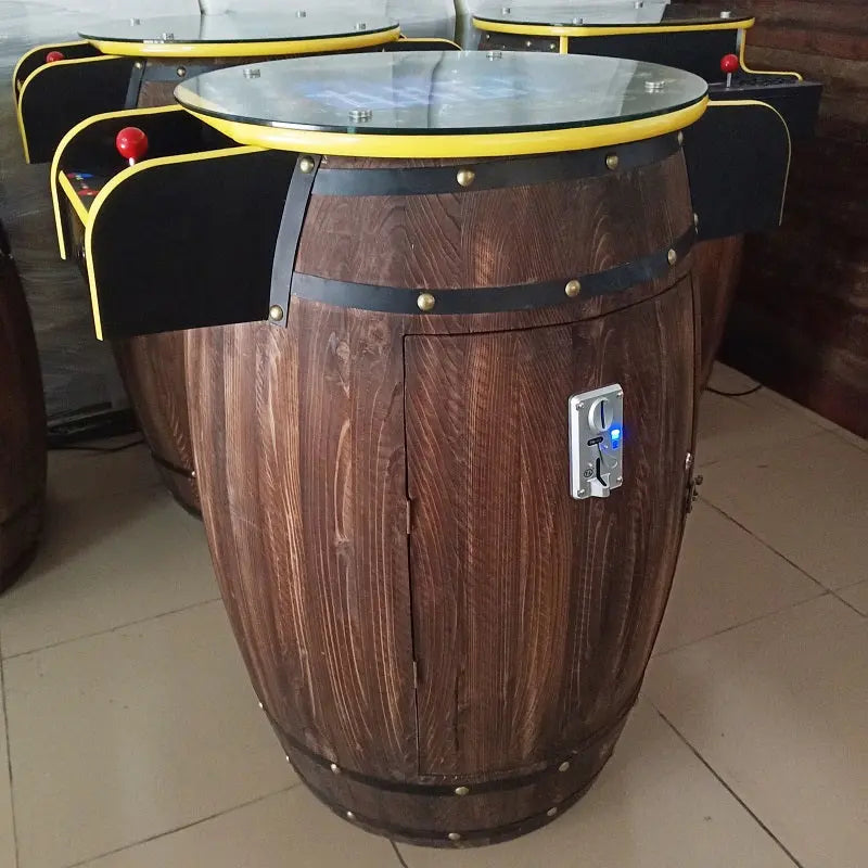 Beer-barrel-cocktail-arcade-game-machine-table-60-in-1-games-Tomy Arcade