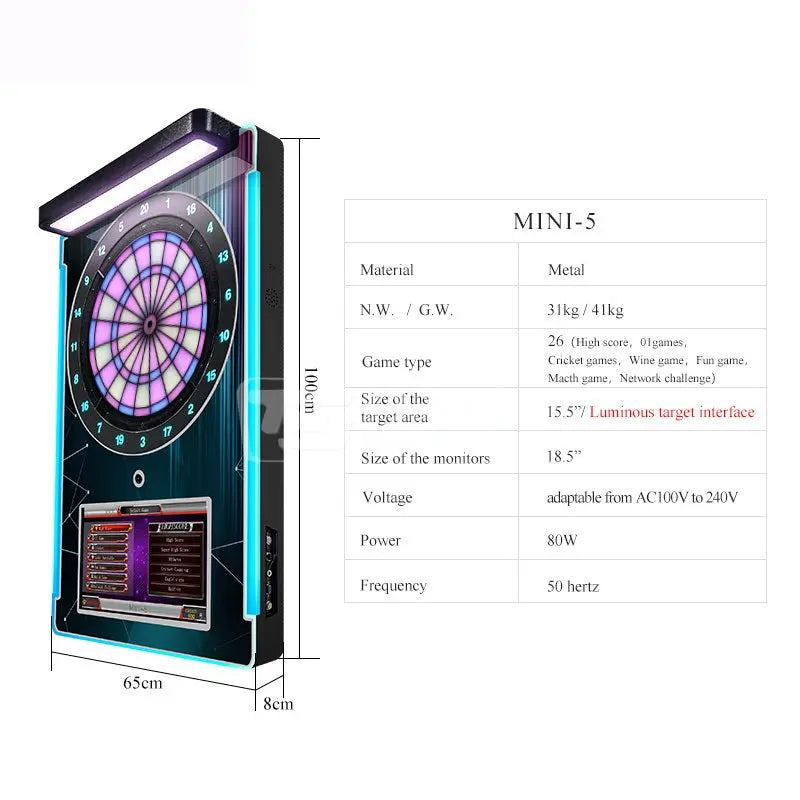 Dart-MINI-5-game-machine-Electronic-Darts-Gallery-lounge-Coffee-bar-shop-Arcade-Video-Games-Tomy-arcade