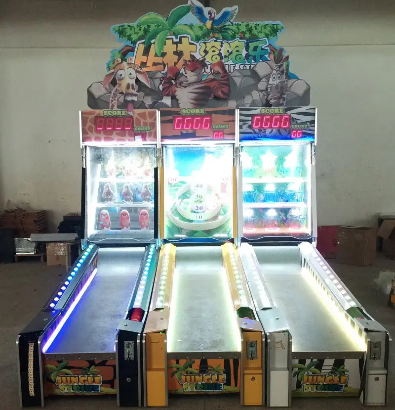 Jungle-Strikefec-Skee-ball-game-machine-Coin-operated-electronic-Carnival-Lottery-redemption-games-Tomy Arcade