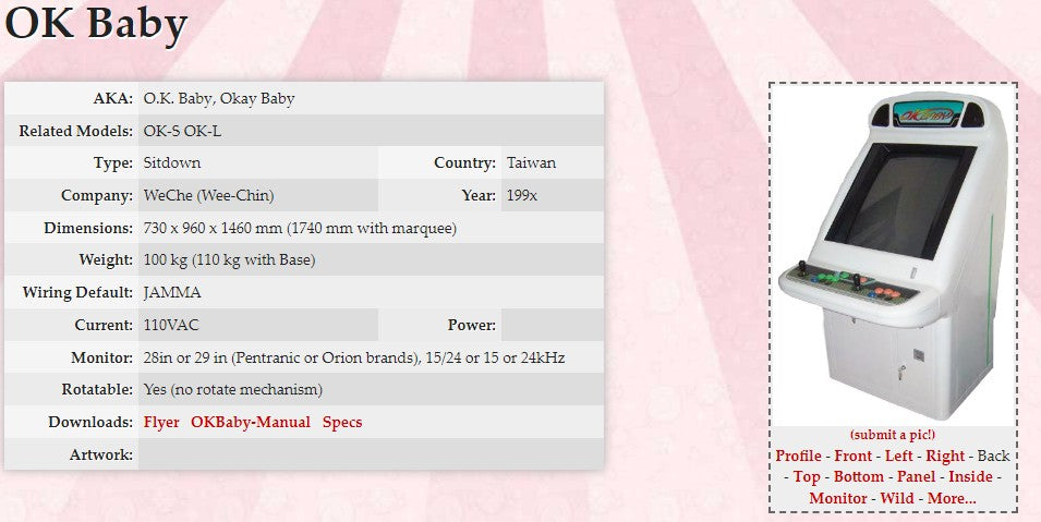 Weche-OK-Baby-Cabinet-Arcade-Coin-Operated-Video-Arcade-fighting-game-machine-used-Tomy-Arcade