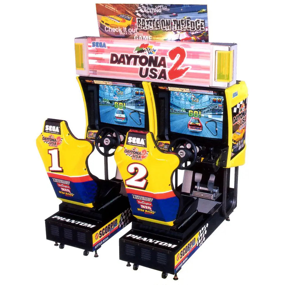 Daytona-USA-2-racing-car-Twin-Battle-on-the-edge-video-racing-arcade-games-Tomy-Arcade