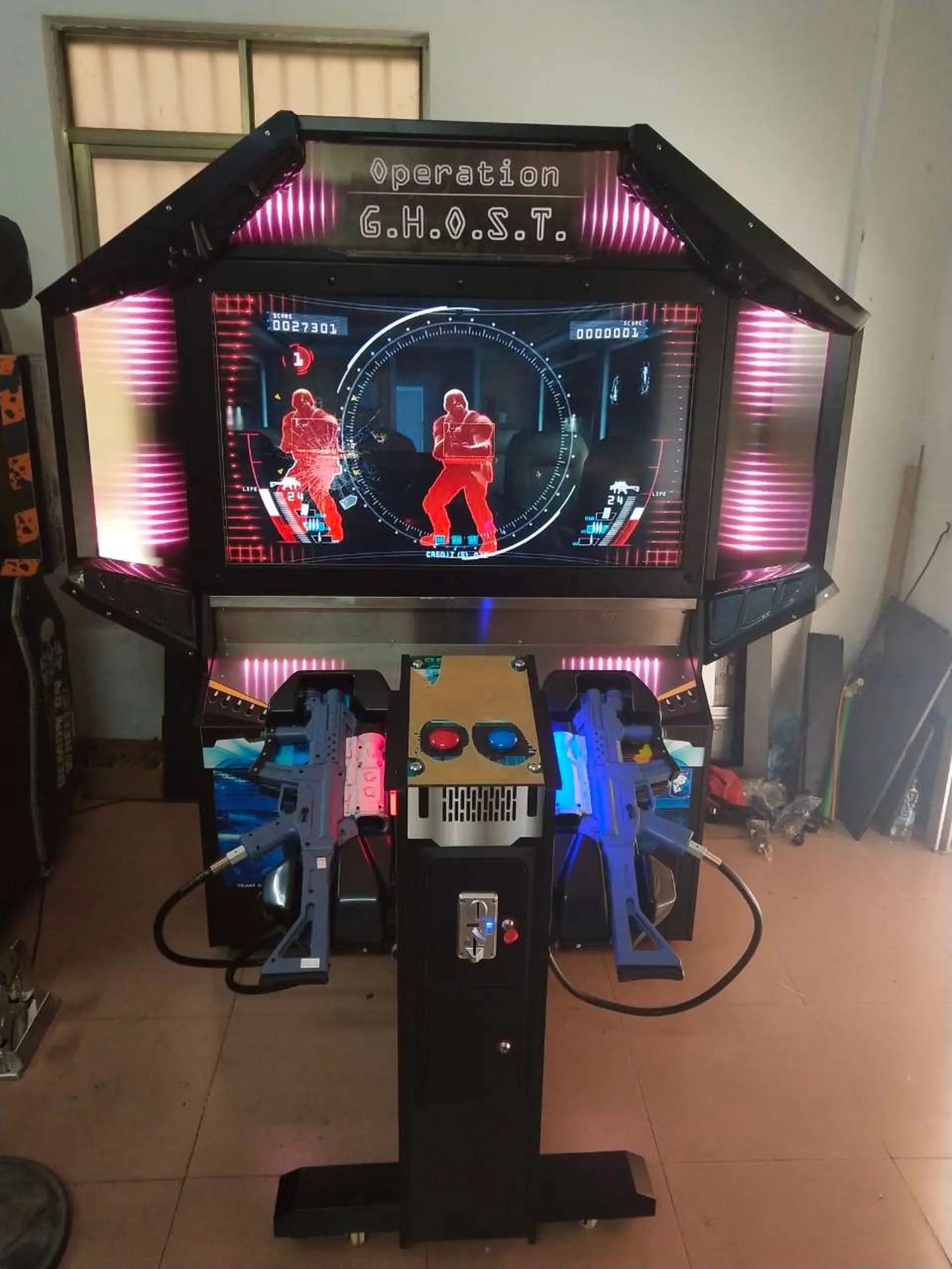 Operation-Ghost-Shoot-Fire-Game-machine-Electric-Coin-Operated-Shooting-Gun-Indoor-Amusement-Arcade-games-Tomy-Arcade